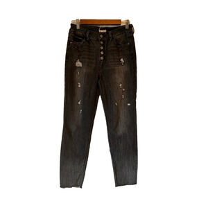 Ivy + Main Gray 90's Y2K Button Fly Distressed Ripped Stretch Denim Jeans Size 5